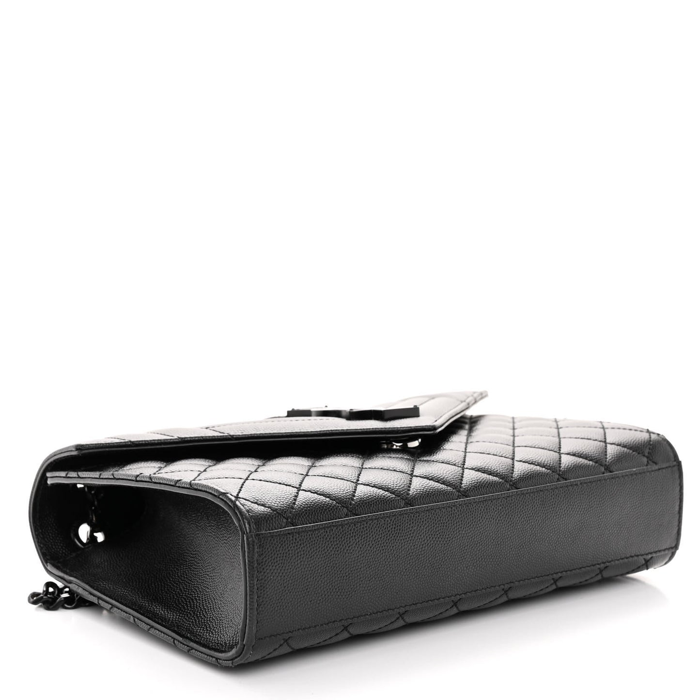 Grain De Poudre Textured Mixed Matelasse Triquilt Medium Monogram Monochrome Satchel Black