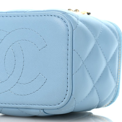 Chanel Lambskin Quilted Enamel Coco Mini Vanity Case With Chain Blue 9 of 10