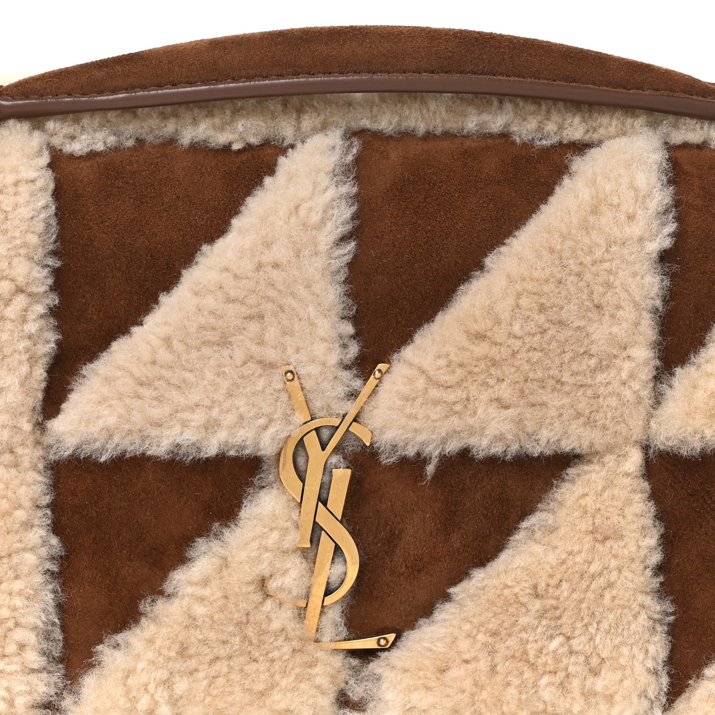 Suede Shearling Patchwork Monogram Medium Jamie Brown Beige