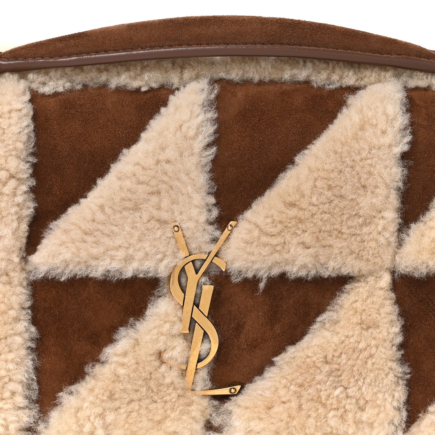 Saint Laurent Suede Shearling Patchwork Monogram Medium Jamie Brown Beige 9 of 12