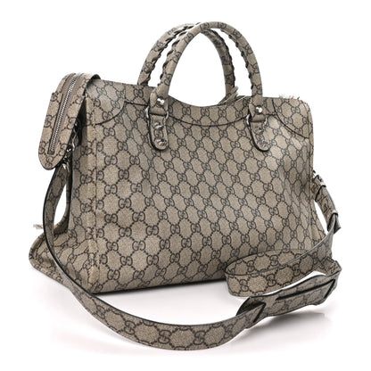 Balenciaga X GUCCI GG Supreme Monogram Neo Classic Silver Hardware City Beige Ebony 4 of 10