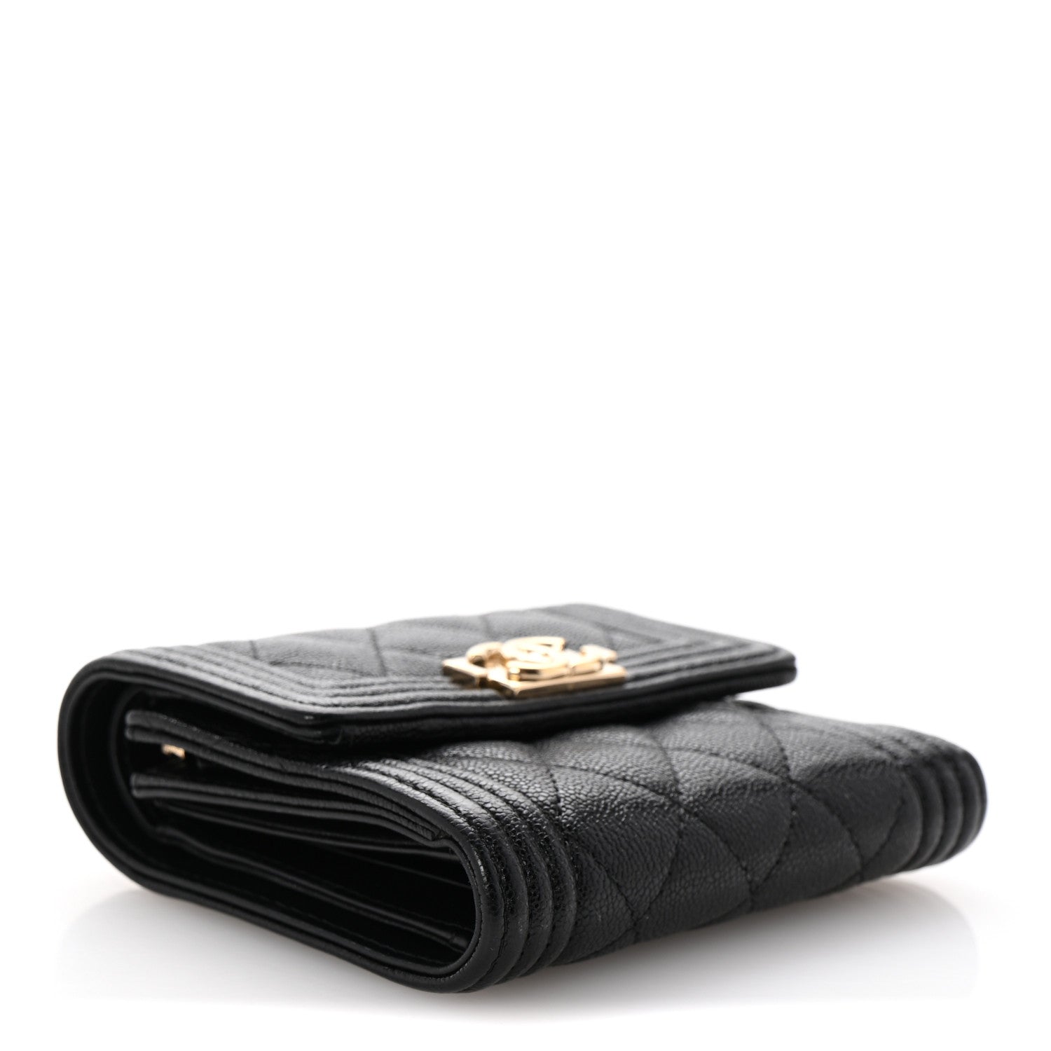 Chanel Caviar Quilted Compact Boy Wallet Black 4 of 11