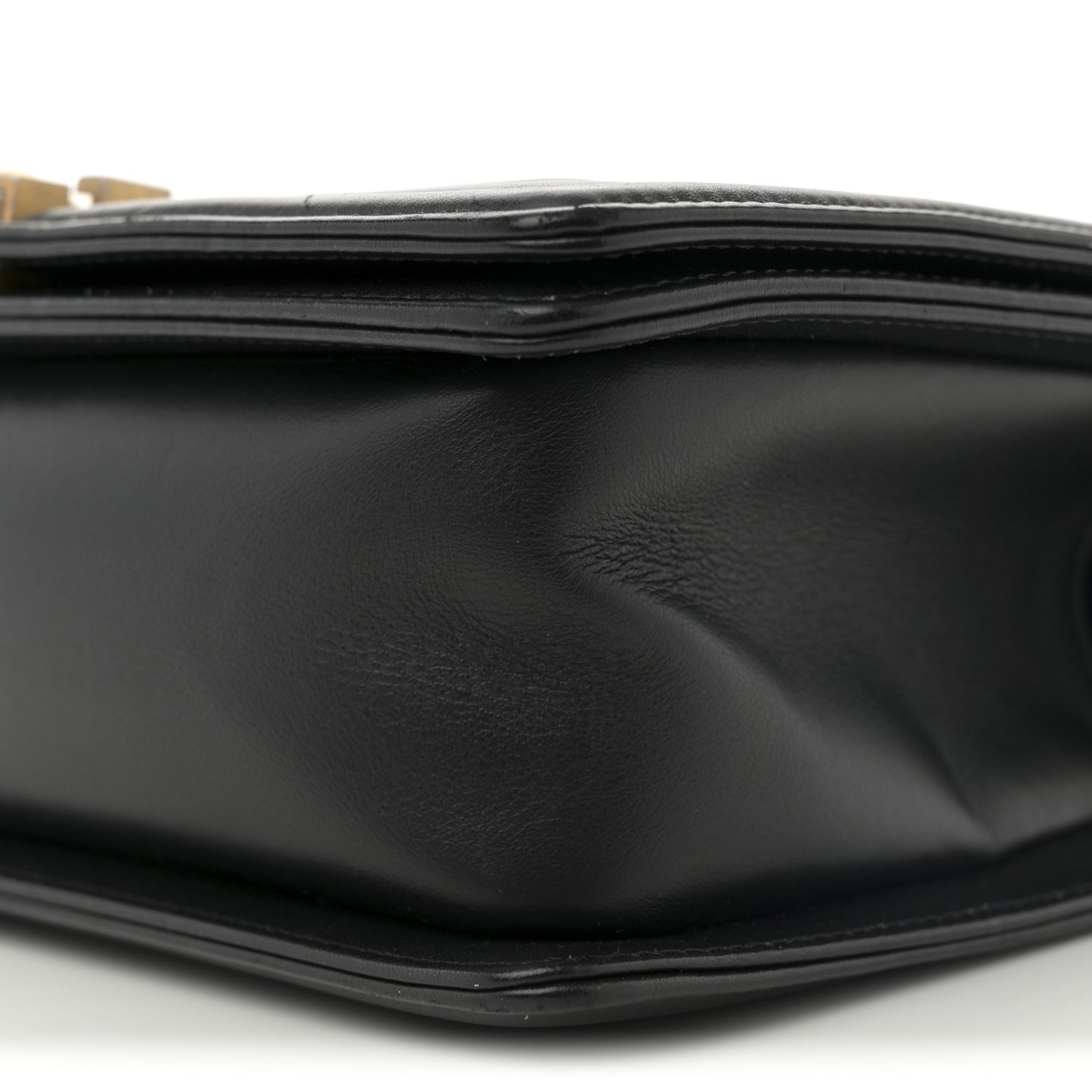 Calfskin Chevron Quilted Medium Boy Flap Black
