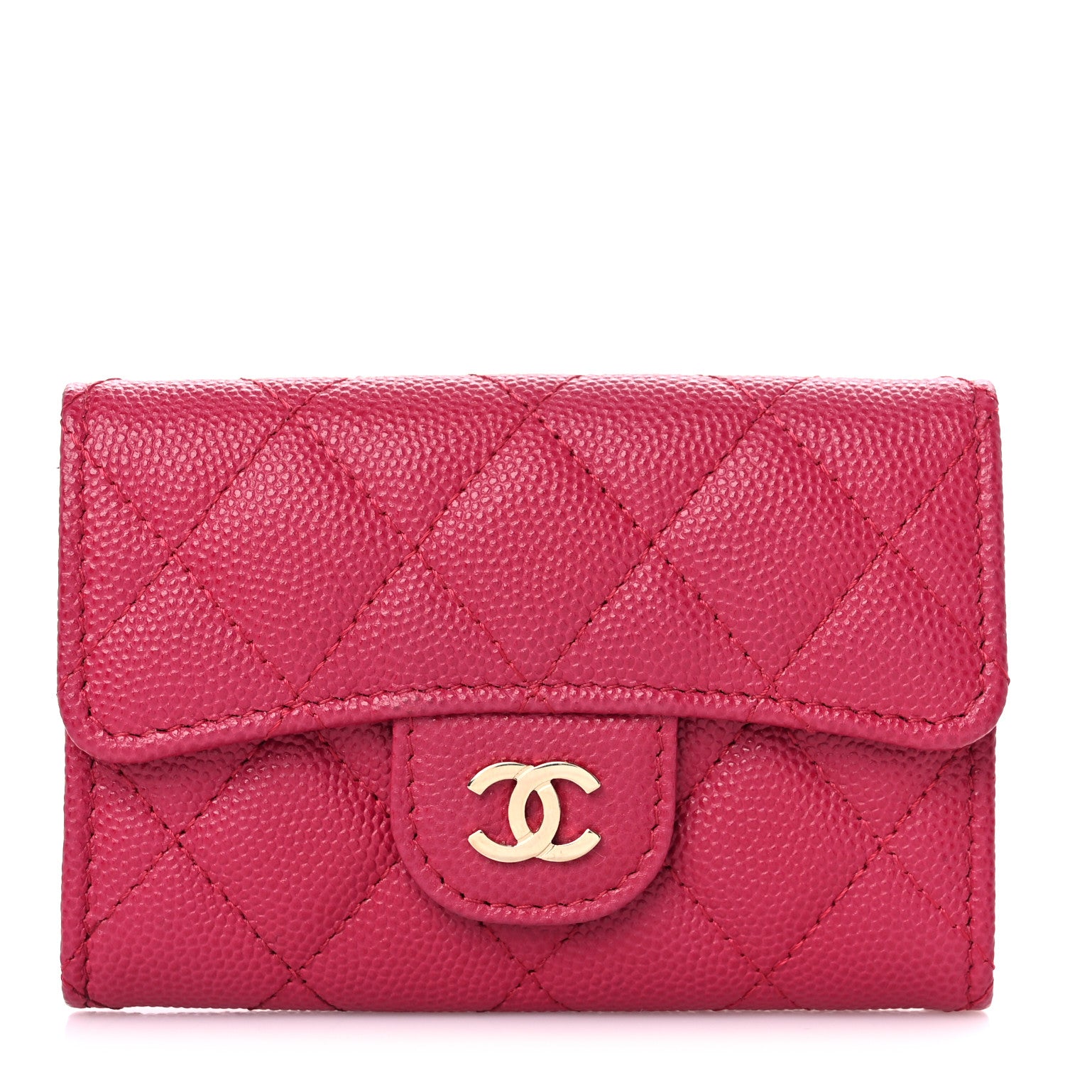Chanel Caviar Quilted Flap Card Holder Wallet Dark Pink 1 of 10