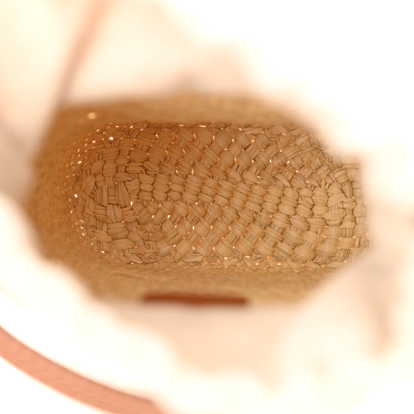 Calfskin Raffia Paulas Ibiza Square Bucket Bag Natural Tan