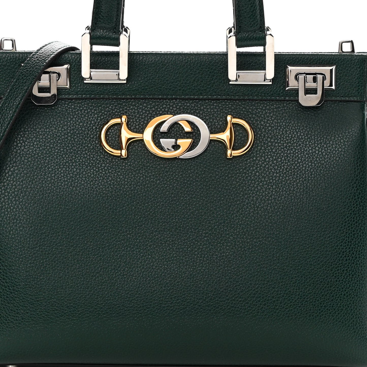 Grainy Calfskin Small Zumi Top Handle Bag Vintage Green