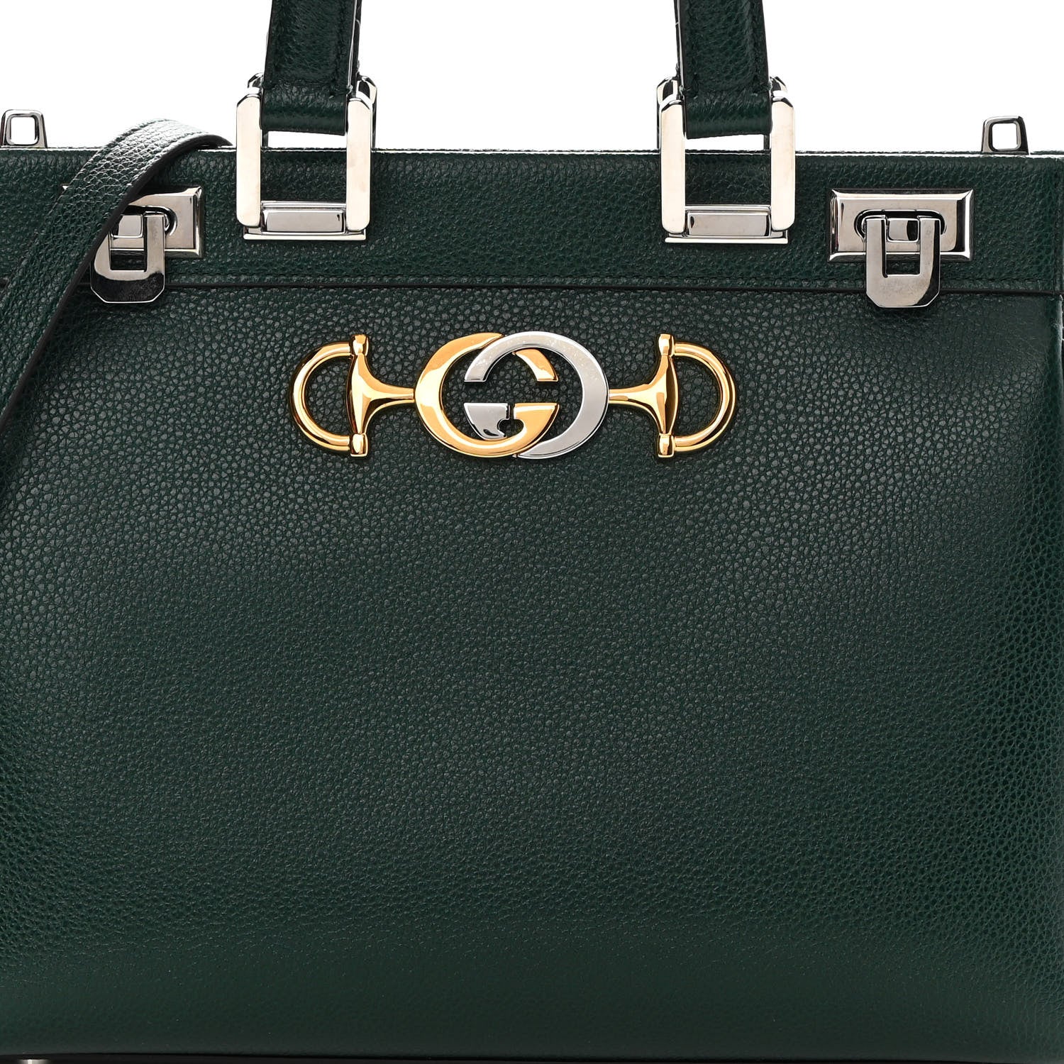 Gucci Grainy Calfskin Small Zumi Top Handle Bag Vintage Green 8 of 11