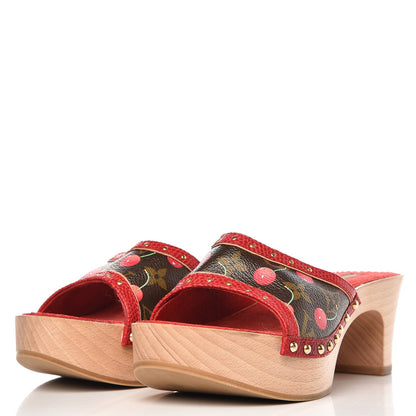 Louis Vuitton Monogram Cerises Mules Heels 37.5 2 of 13