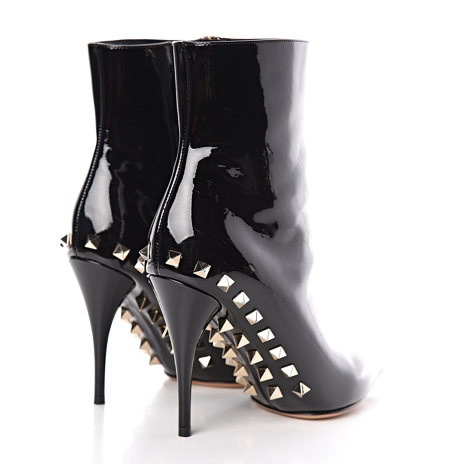 Valentino Garavani Patent Rockstud Jaw Stud 100mm Ankle Booties 35.5 Black 4 of 9