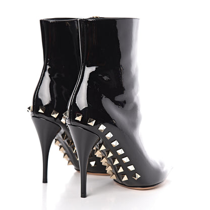 Valentino Garavani Patent Rockstud Jaw Stud 100mm Ankle Booties 35.5 Black 4 of 9