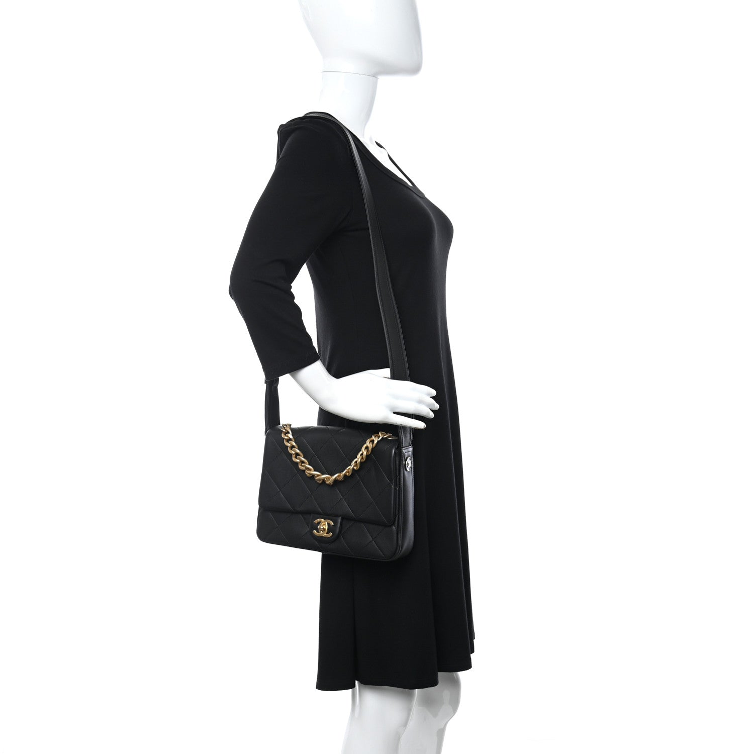 Chanel Calfskin Stitched Easy Mood Flap Black 2 of 11