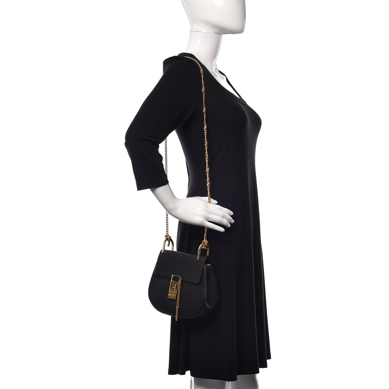 Chloe Grained Lambskin Mini Drew Shoulder Bag Black 2 of 14