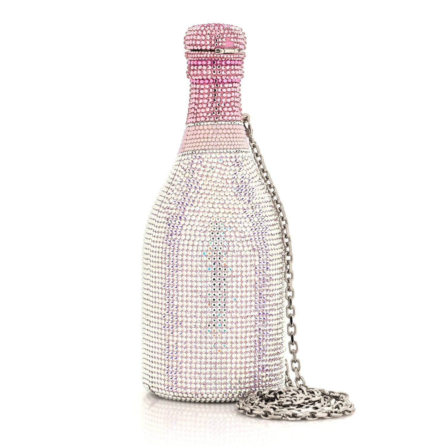 Judith Leiber Crystal Champagne Bottle Bubbly Minaudiere Clutch Pink 2 of 11