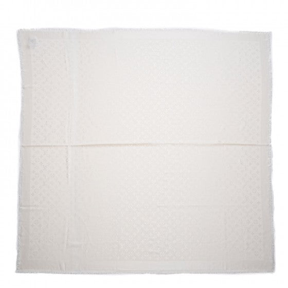 Louis Vuitton Wool Silk Monogram Shawl White 1 of 4