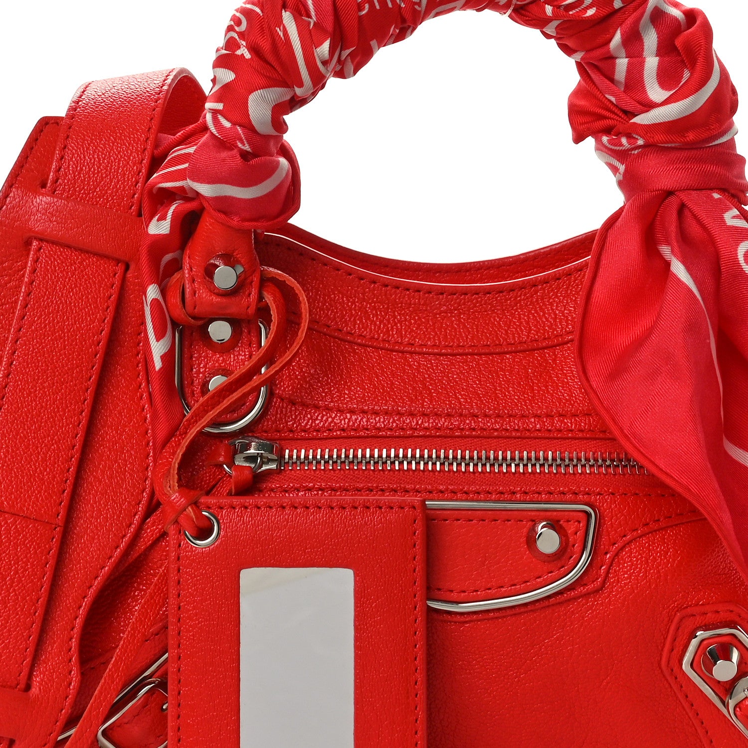 Balenciaga Chevre Silver Metallic Edge Hardware Mini Cityscarf Flame 9 of 11