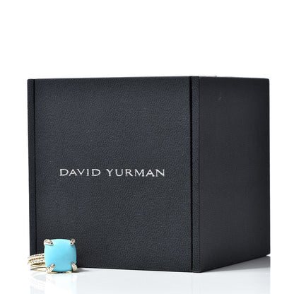 David Yurman 18K Yellow Gold Diamond Turquoise 14mm Chatelaine Ring 54 7 7 of 7