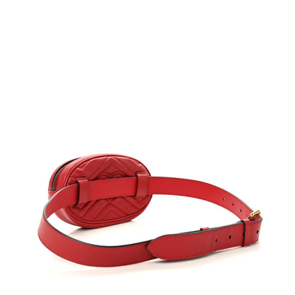 Gucci Calfskin Matelasse GG Marmont Belt Bag 85 34 Hibiscus Red 3 of 9