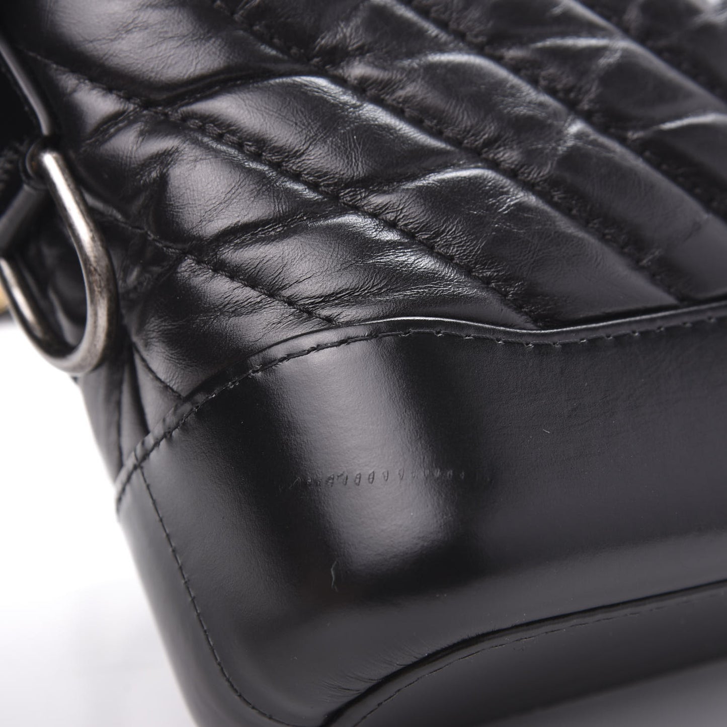 Aged Calfskin Chevron Quilted Small Gabrielle Hobo Black
