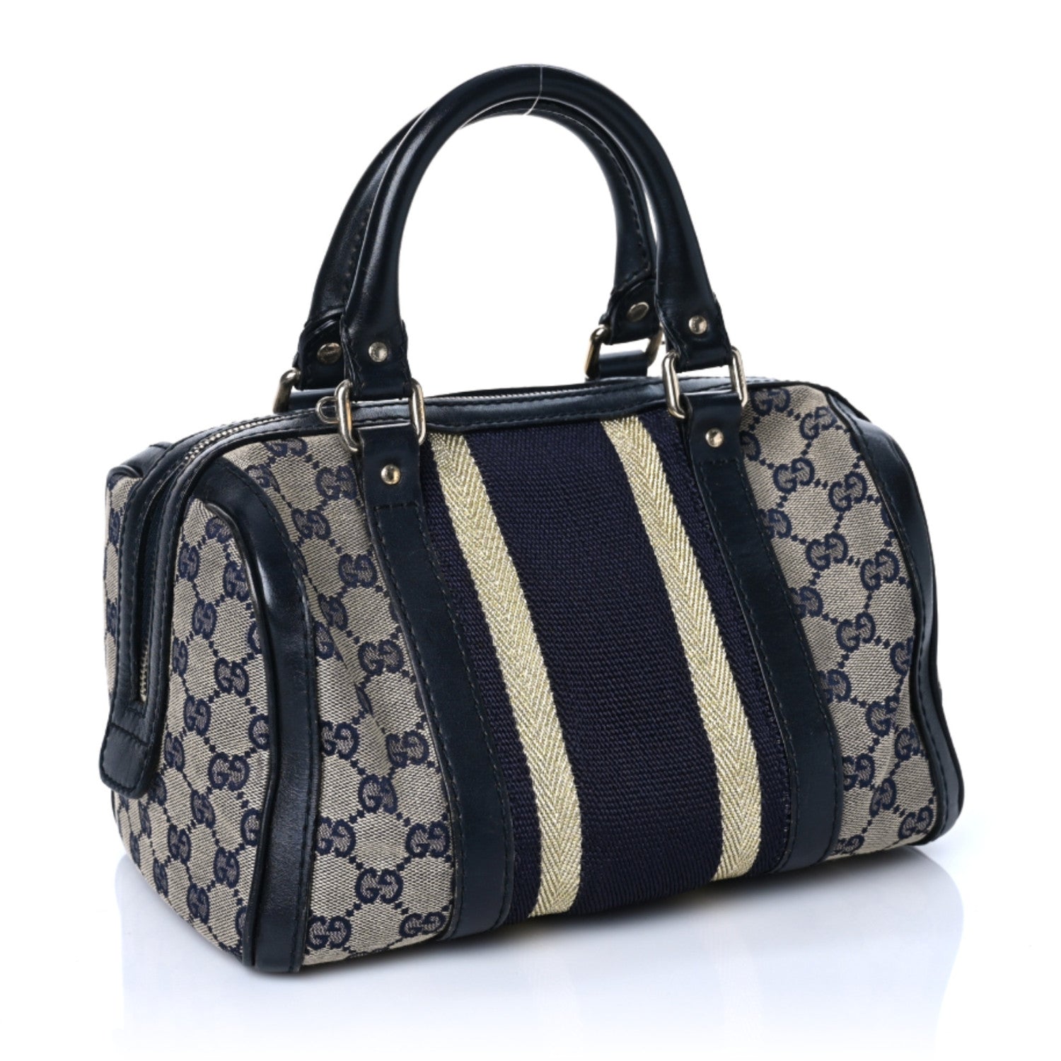 Gucci Monogram Vintage Web Small Boston Navy 3 of 10