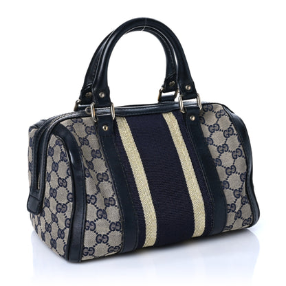 Gucci Monogram Vintage Web Small Boston Navy 3 of 10