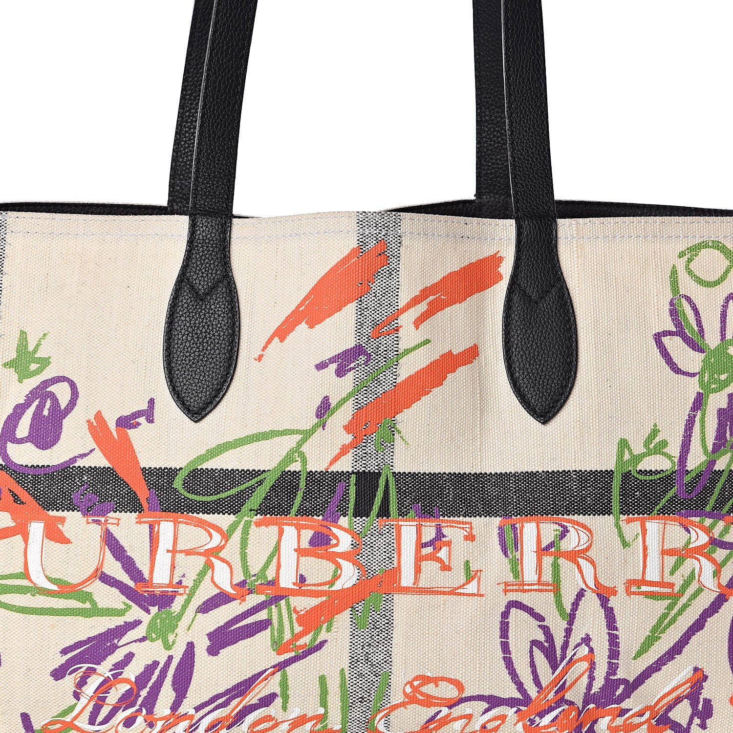 Burberry Coated Canvas Medium Reversible Doodle Tote White Black 15 of 16