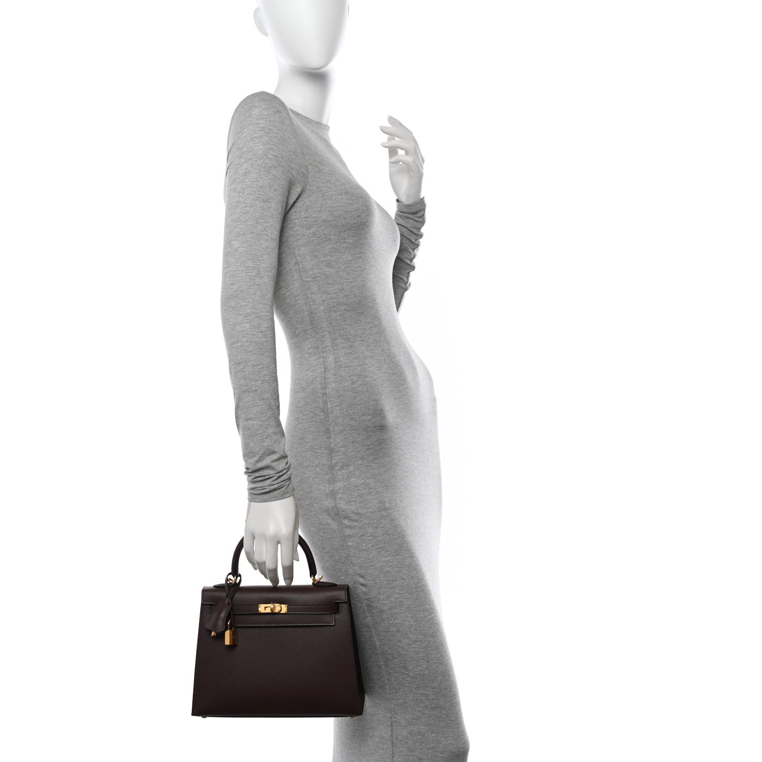 Hermes Madame Calfskin Kelly Sellier 25 Moka 2 of 11