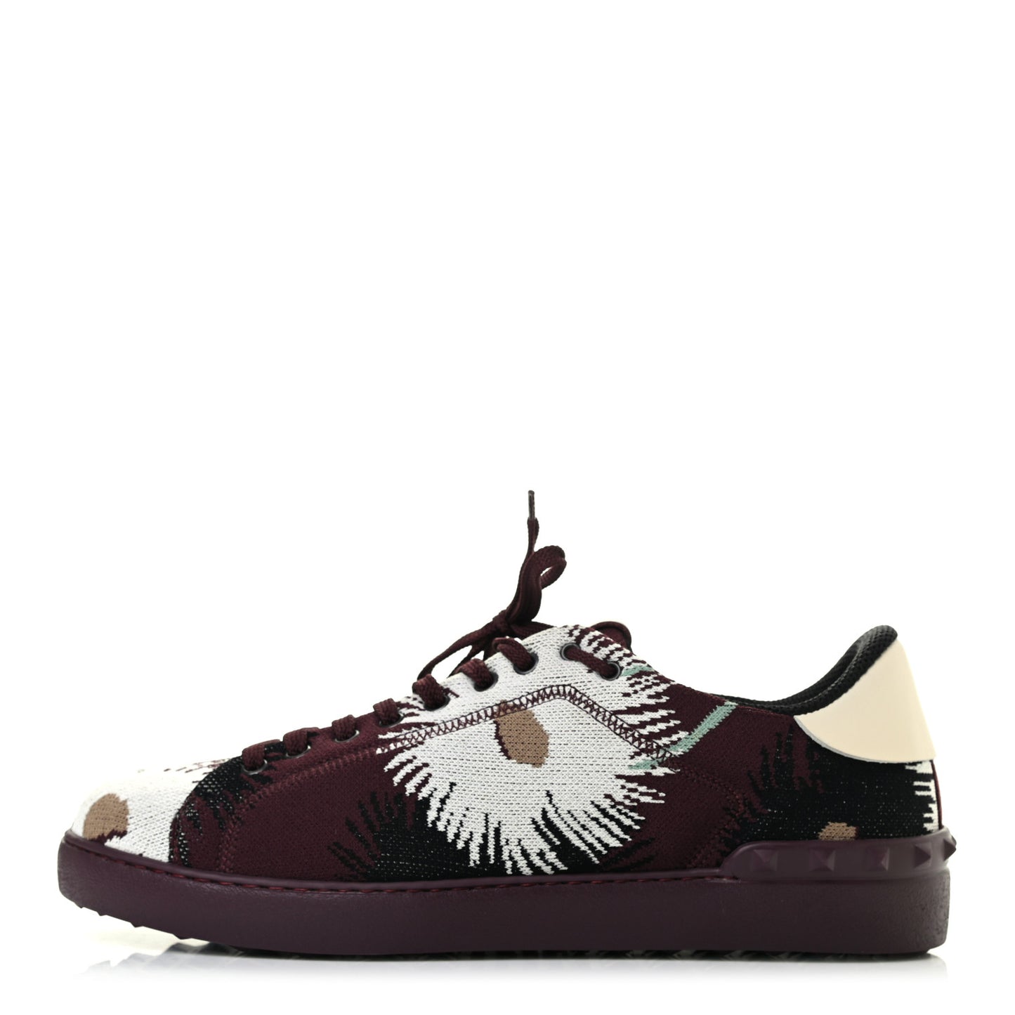 Fabric Knit Mens Rockstud Sneakers 43 Burgundy