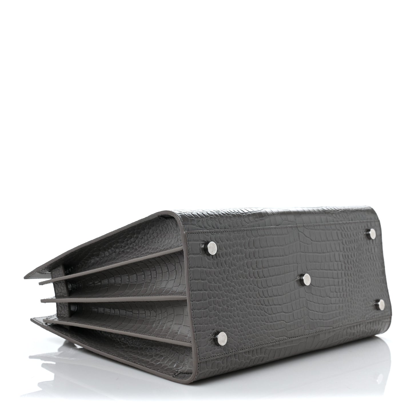 Crocodile Embossed Small Sac De Jour Asphalt
