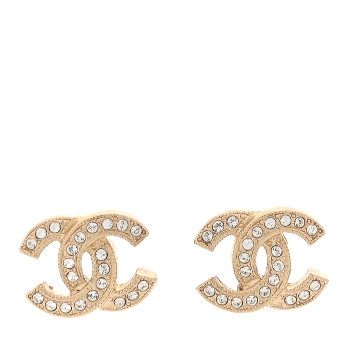 Metal Crystal CC Earrings Gold