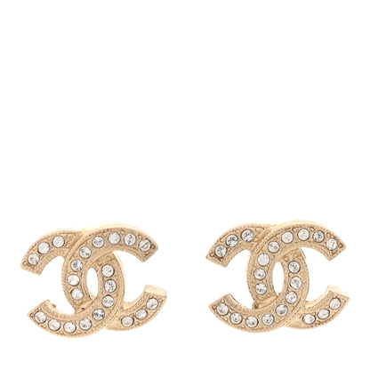 Chanel Metal Crystal CC Earrings Gold 1 of 5