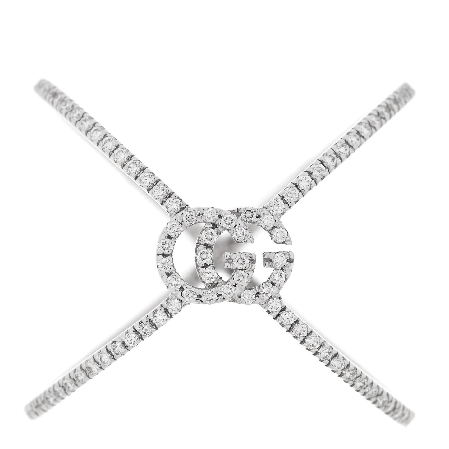 18K White Gold Diamond Running G Cross Ring 55 7.25