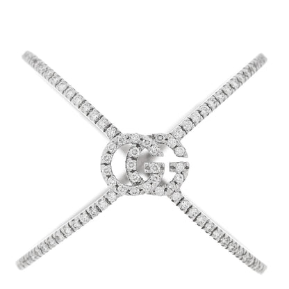Gucci 18K White Gold Diamond Running G Cross Ring 55 7.25 1 of 5