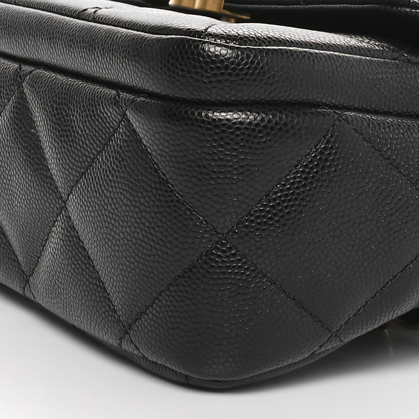 Shiny Caviar Quilted Mini Flap Black
