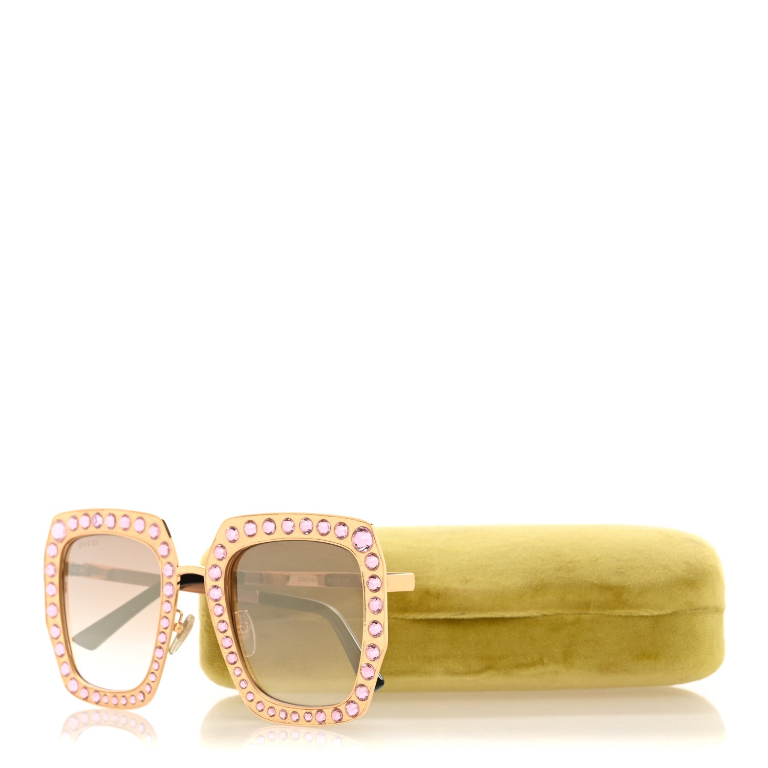 Gucci Metal Acetate Crystal Oversize GG0115S Sunglasses Rose Gold 8 of 8