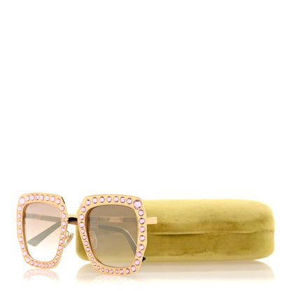Gucci Metal Acetate Crystal Oversize GG0115S Sunglasses Rose Gold 8 of 8