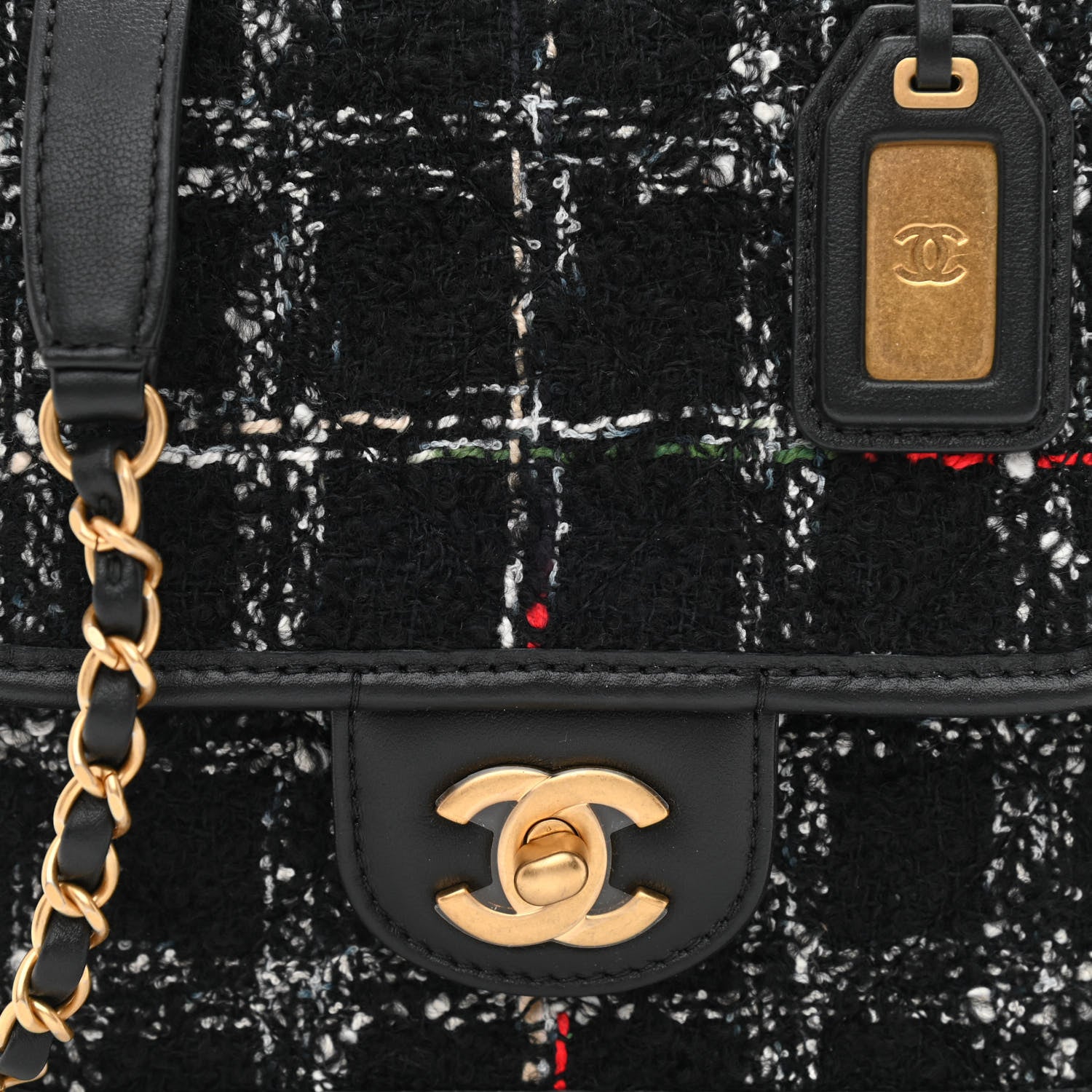 Chanel Tweed School Memory Mini Top Handle Flap Black White 7 of 9