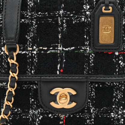 Chanel Tweed School Memory Mini Top Handle Flap Black White 7 of 9