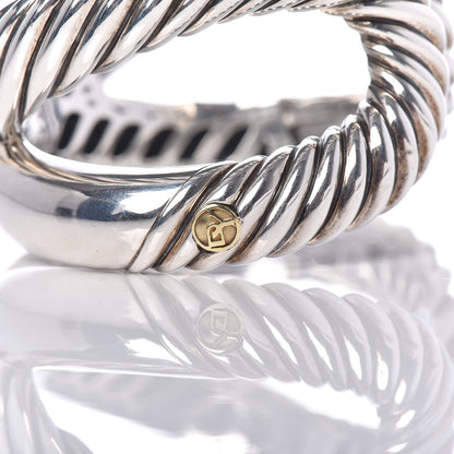David Yurman Sterling Silver 18K Yellow Gold Crossover Cuff Bracelet 6 of 6