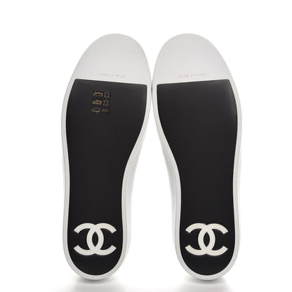 Chanel Calfskin Slip On Sneakers 38 White Black 6 of 10