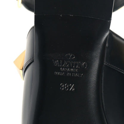 Valentino Garavani Calfskin Roman Stud Ankle Strap Flat Mules 38.5 Black 6 of 8