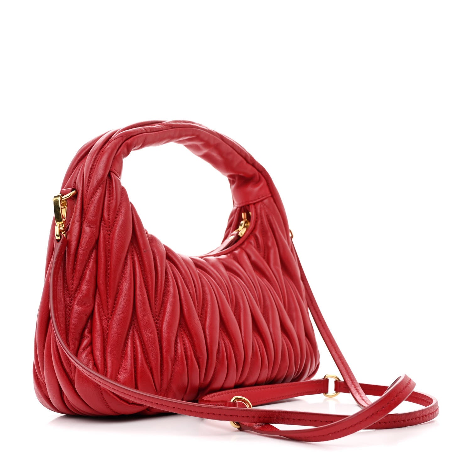 Miu Miu Nappa Matelasse Small Wander Hobo Rosso 3 of 10