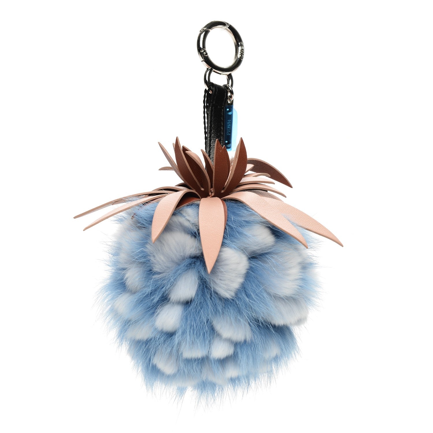 Fendi Fox Rabbit Fur Nappa Pineapple Bag Charm Nebula Baby Pink Multicolor 1 of 4