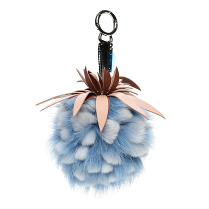 Fendi Fox Rabbit Fur Nappa Pineapple Bag Charm Nebula Baby Pink Multicolor 1 of 4