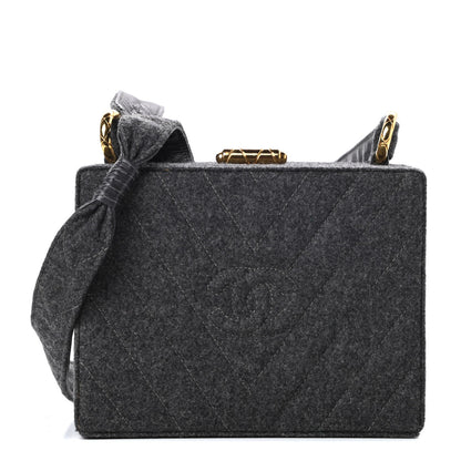 Chanel Wool Chevron Quilted CC Shoulder Bag Grey 1 of 10