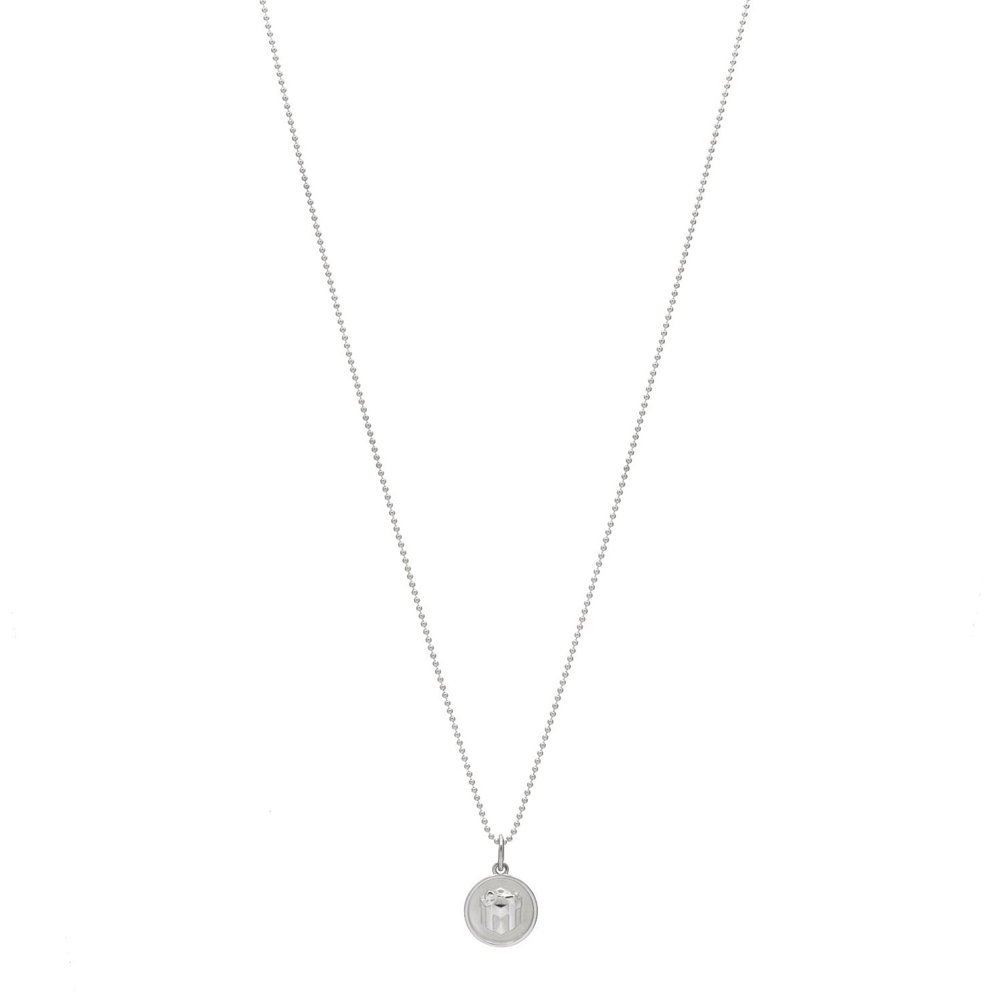 Sterling Silver Lexicon Gift Box Charm Bead Chain Necklace