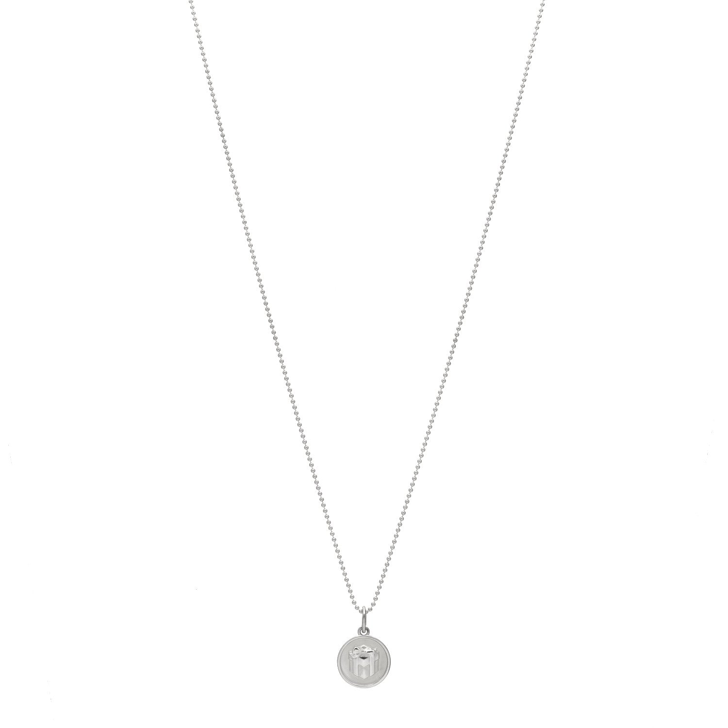 Tiffany Sterling Silver Lexicon Gift Box Charm Bead Chain Necklace 1 of 5