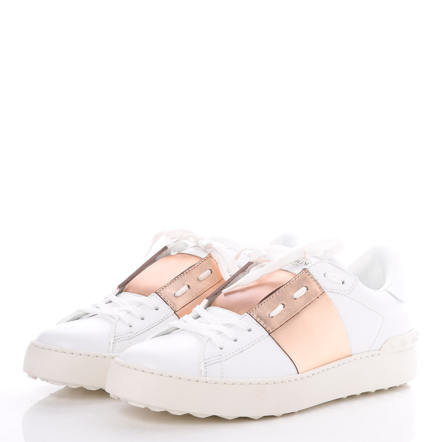 Valentino Garavani Calfskin Rockstud Open Sneakers 40 White Rose Gold 2 of 8