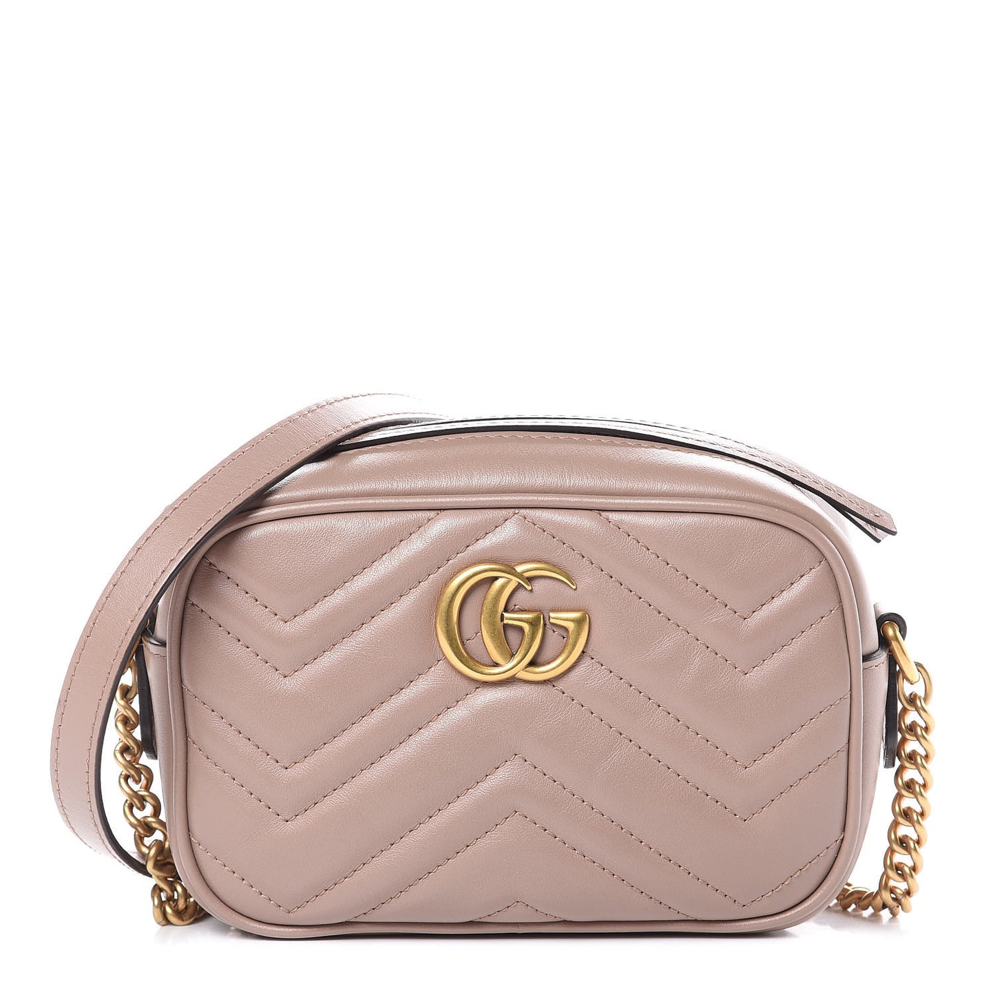 Calfskin Matelasse Mini GG Marmont Chain Shoulder Bag Nude