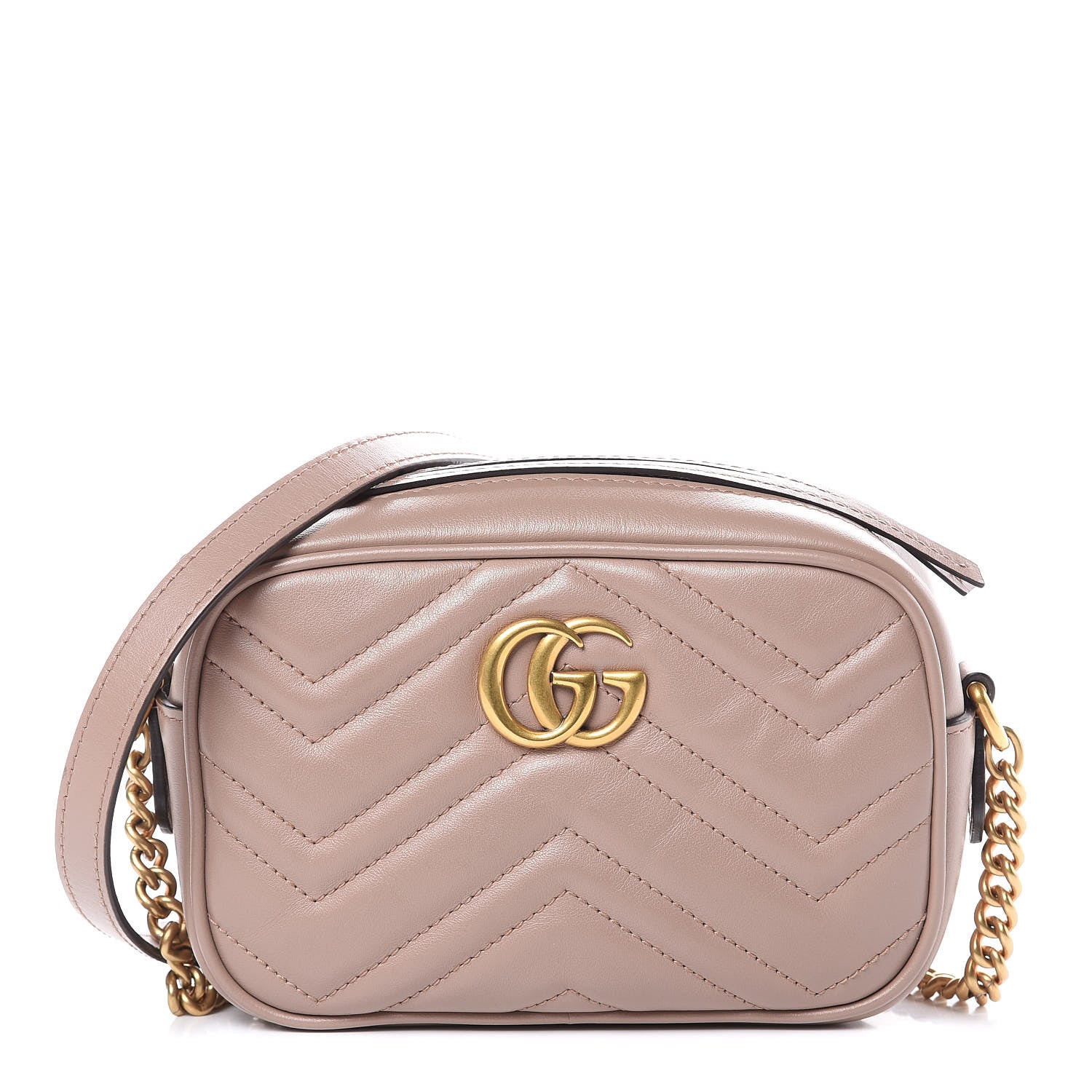 Gucci Calfskin Matelasse Mini GG Marmont Chain Shoulder Bag Nude 1 of 9