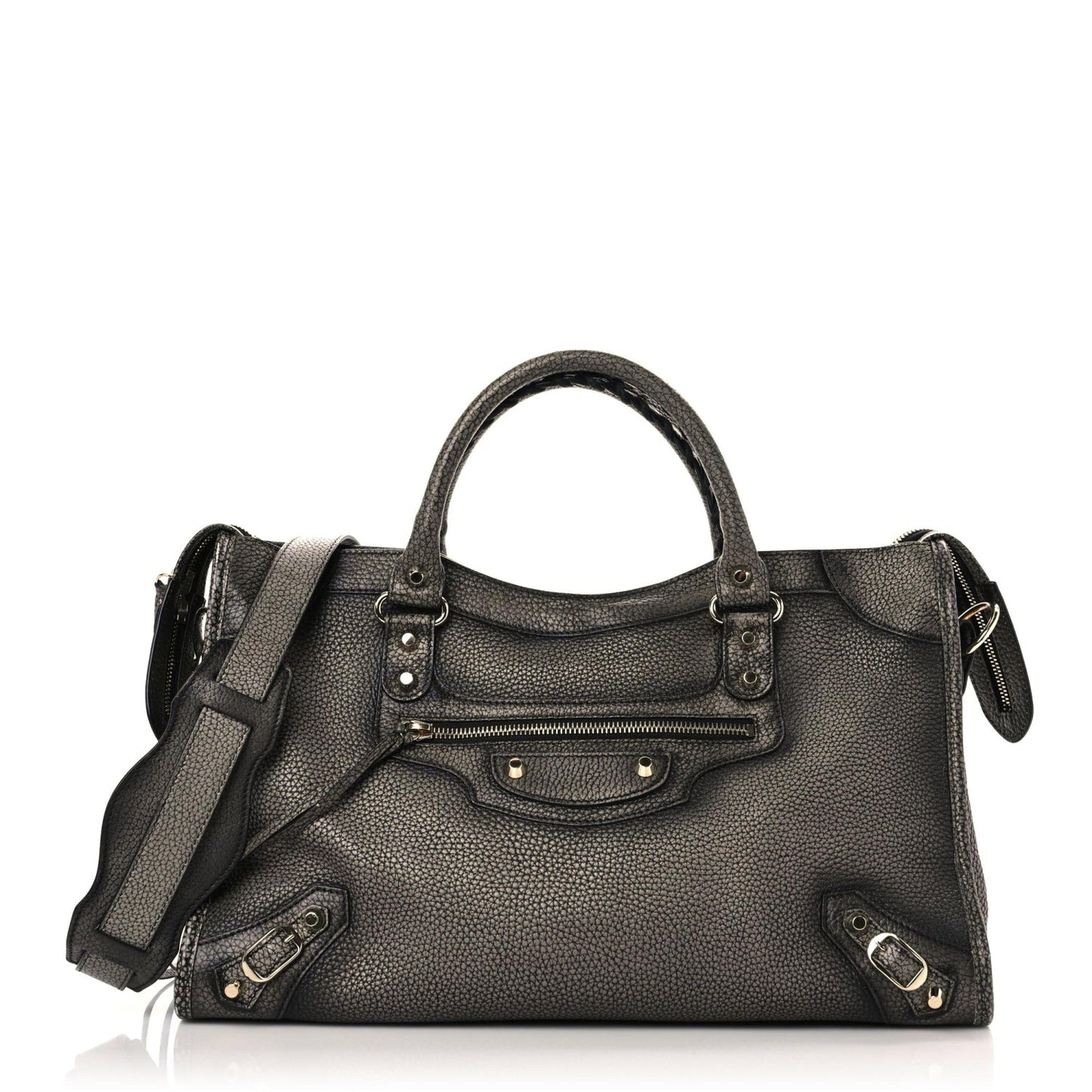 Grained Calfskin Classic Gold Hardware City Ombre Grey Gradient